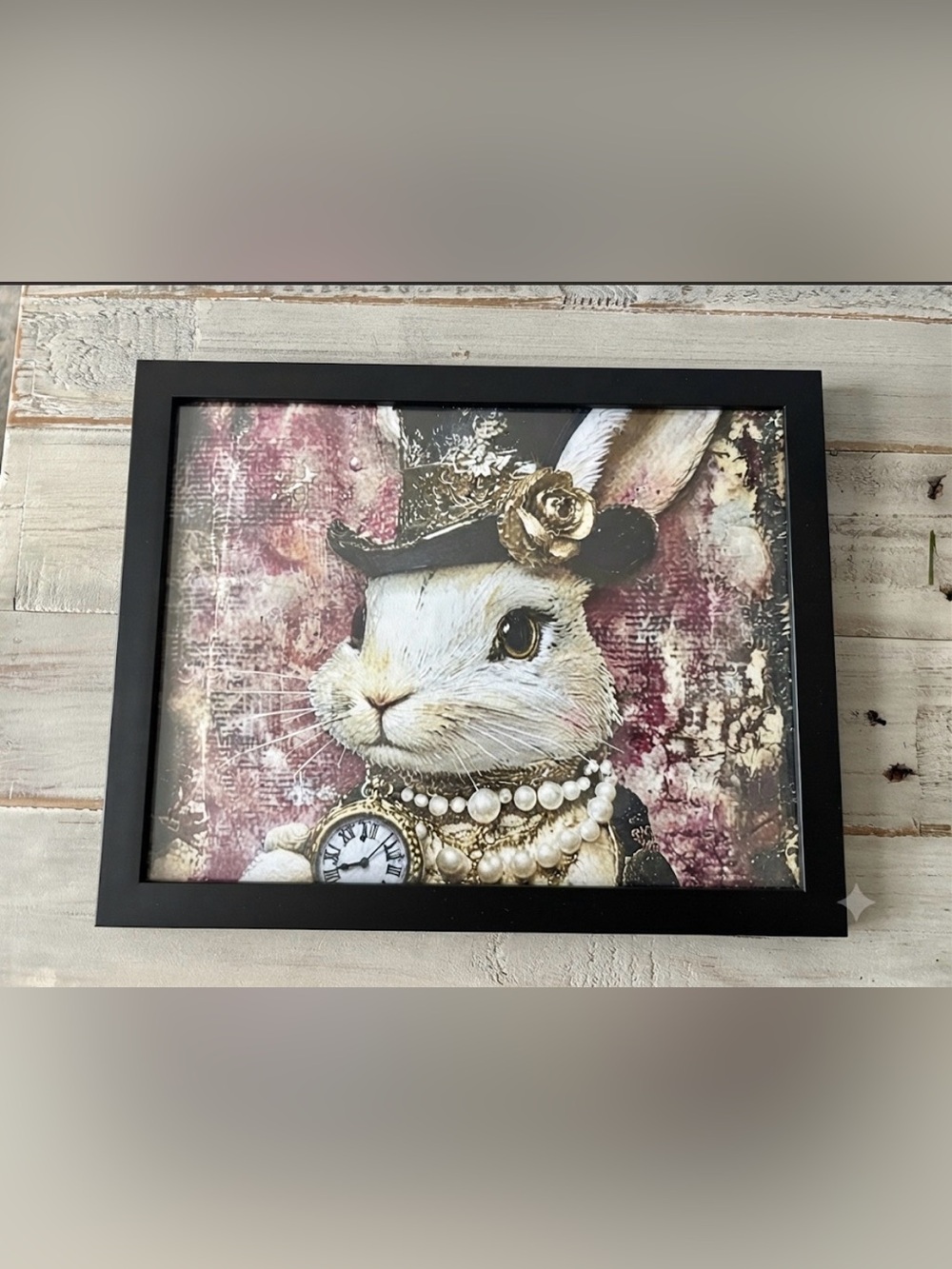 Whimsical Steampunk Rabbit Framed 8x10 Wall Art Victorian Bunny